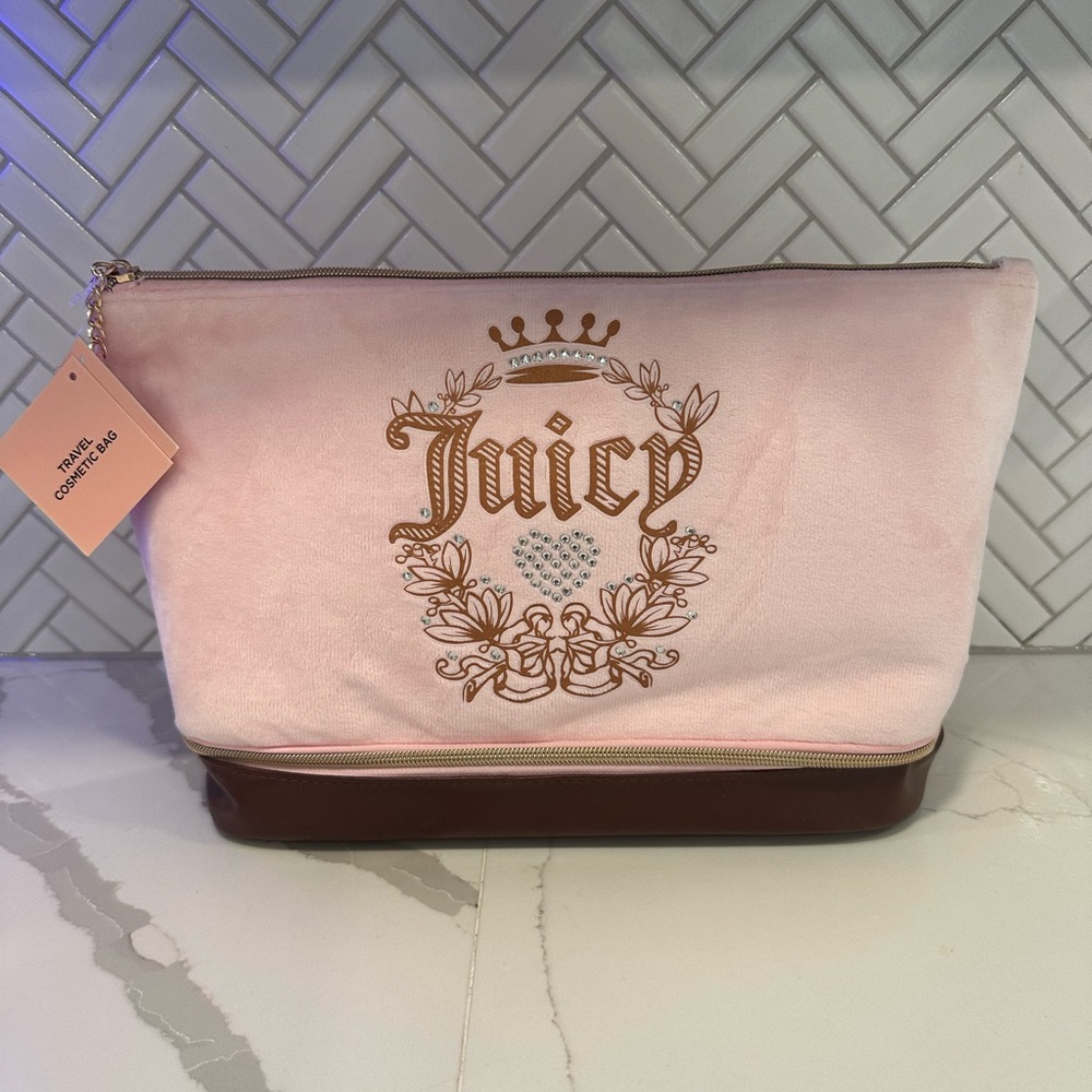 Juicy Couture Pink and Brown Cosmetic Bag